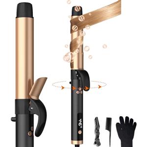 MogaWave Ricciacapelli automatico per capelli arricciacapelli rotativo per capelli lunghi, ferro arricciacapelli con schermo LCD, ampio diametro di 32 mm e rotazione a 360°, 140-220 °C