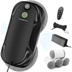 Tosima W5 Robot Lavavetri 6400Pa, Lavavetri Elettrico per Finestre con Spruzzo Bidirezionale, Aspirazione Adattiva, Navigazione Intelligente, Rilevamento Bordi, Sistema Anti-Caduta, Nero