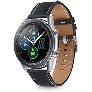 Samsung Galaxy Watch3 Smartwatch Bluetooth, Cassa 45mm Acciaio, Cinturino pelle, Rilevamento cadute, Monitoraggio sport, Batteria 340 mAh, IP68, Argento (Mystic Silver) [Versione Italiana]