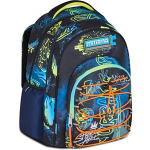 Mitama Zaino Scuola Elementare M-Power UrbanEvo, Triplo Scomparto, Ragazzi e Ragazze, Tasca Porta Borraccia, Schienale Imbottito, blu