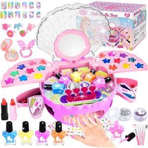 JONRRYIN Set di smalti per unghie per bambini, regalo per ragazze, con valigetta per il trucco, per nail art, per compleanno, Natale, 6, 7, 8, 9, 11, 12 anni