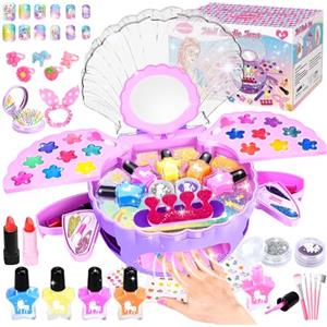 JONRRYIN Set di smalti per unghie per bambini, regalo per ragazze, con valigetta per il trucco, per nail art, per compleanno, Natale, 6, 7, 8, 9, 11, 12 anni (viola)