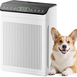 EVALIT Purificatore d'aria per persone allergiche, CADR 420 m³/h, 200 m², purificatore d'aria per stanze fumatori, contro fumo, polvere, polline, display PM2.5, purificatore d'aria per animali