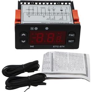 Cloudpower Termostato del frigorifero del regolatore di temperatura ETC974 di Digital con l'esposizione LCD -50℃ a 110℃ della sonda doppia del sensore ptc