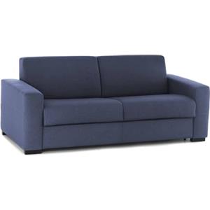 Dmora Talamo Italia - Divano letto 2 posti Algisa, Sofà Soggiorno con apertura girevole in tessuto imbottito, Braccioli slim, 100% Made in Italy, Cm 180x95h90, Blu