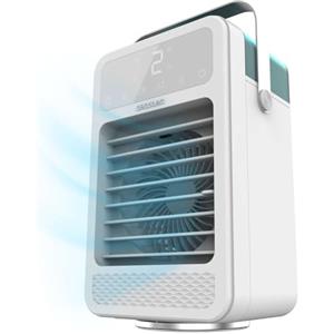 Cecotec - Condizionatori da tavolo EnergySilence 600 DeskChill Rotate, 8W, deposito 600 ml, Controllo touch, 4 Velocità, Oscillazione di 70º, luce a LED con 7 colori e timer 6h