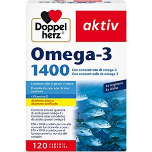 Doppelherz aktiv Omega 3 1400, Integratore con Olio di Pesce, 120 Capsule