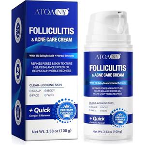 CiAIplw Crema per il Cura di Follicolite e Acne con Acido Salicilico 1%, Per Capello, Viso, Corpo e Sedere | Peli Ingrown, Borbogli e Riparazione Imperfezioni, Lenitiva e Rifinitura dei Pori, 100g