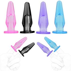 LxPxP Set 4 coprifinger in silicone a forma di plug anale - punte flessibili per stimolazione mirata, alternativa soft al butt plug per coppie e uso individuale