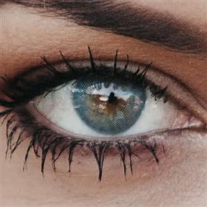 GLAMLENS Lenti a contatto colorate New York Blue - azzurre - mensili - con porta lenti a contatto -blu naturali in silicone idrogel - 2 pezzi - senza correzione 0.00 diottrie lente a contatto