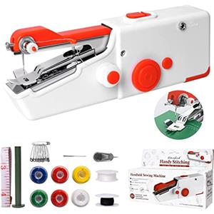 PiAEK Macchina Cucire Portatile, Mini Macchina da Cucire Elettrica Portatile, Facile da Usare e Punto Veloce, Adatto Per Vestiti, Cutain, Tessuti, Viaggi Domestici Fai da Te (Red)