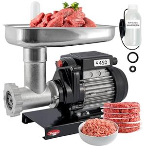 Reber Tritacarne Elettrico N.8 450W per Macinare Carne e Preparare Salsicce