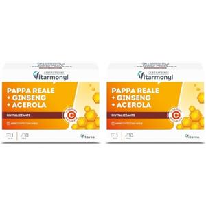 Vitarmonyl Pappa Reale Pura - Ginseng e Acerola Rivitalizzante - 10 Fiale (Confezione da 2)