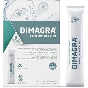 PromoPharma Dimagra Xalifom Alkalin - Integratore con Sali Minerali e Vitamine per Dieta Chetogenica - Con Oligoelementi - Supporto in Regimi a Basso Contenuto di Carboidrati - 20 Stick da 8 g