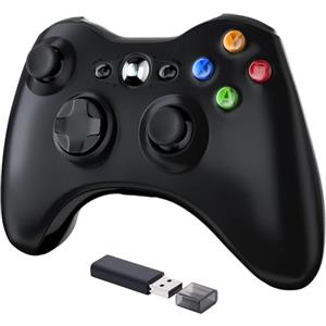 KIWITATA Controller wireless da 2,4 GHz per Xbox 360, joystick wireless per Xbox 360 e Slim Windows 7, 8, 10, 11 con ricevitore USB (nero)