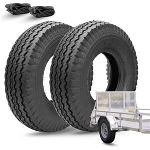 Ecovelo' 2 Pneumatici 4.80/4.00-8 + Camere D'Aria Rinforzati 4PR Gomme Copertoni per Ruote Carrello Rimorchio da Barca