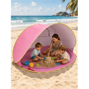 Generic Tenda da Spiaggia Pop Up per 3-4 Persone, Tenda Mare con Protezione UV 50+ e Fondo Rimovibile, Riparo Solare Portatile per Spiaggia, Campeggio, Picnic, Giardino e Vacanze