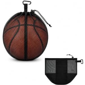 Psxixjsm Rete per palloni, pratica sacca con coulisse e clip a moschettone, borsa a rete portatile, adatta per calcio, basket, pallavolo, pallamano e altre palline sportive