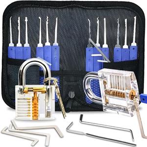 Retoo Set Grimaldelli, Lockpicking Set Professionali, 17 Pezzi Dietrich, per Principianti e Fabbri Professionisti, Trasparente Serratura Lucchetto, 12 Plettri, 5 Chiavi Dinamometriche, Nero