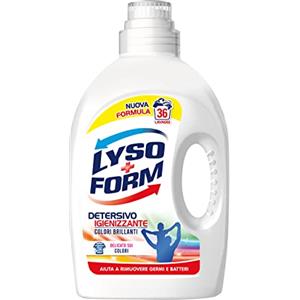 Lysoform, Detersivo Igienizzante Colori Brillanti, Detersivo Liquido Lavatrice per una Pulizia Profonda e Pulito Sicuro, Specifico per Capi Colorati, Fragranza Fresco Pulito, Confezione da 36 Lavaggi