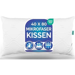KNERST Guanciale 40x80 Microfibra, Cuscino Letto Made in UE, 95°C | Cuscino letto, Ökotex, anallergico, traspirante, morbido, imbottitura microfibra, lavabile 95°C