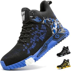 COOU Scarpe Antinfortunistiche Uomo Donna Leggere Scarpe da Lavoro Alte | Scarponi Antinfortunistiche Traspiranti, con Puntale Acciaio, Intersuola in Kevlar, Antiscivolo, Scarpe Sportive di Sicurezza