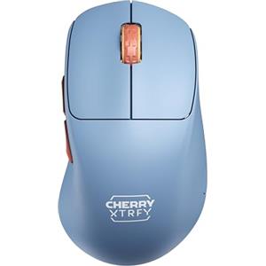 CHERRY XTRFY M64 WIRELESS Mouse da Gioco Ultraleggero senza Filo, Radio a 2,4 GHz, Ottimizzato per esports, Forma Ergonomica con Parte Anteriore Piatta, Colore blu