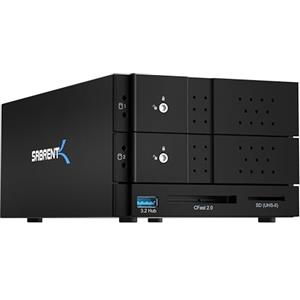 SABRENT Docking Station USB Tipo C a Doppio SATA e RAID da 3.5" con Lettori di Schede CFast/SD e Porta USB Tipo A (DS-2BCR)