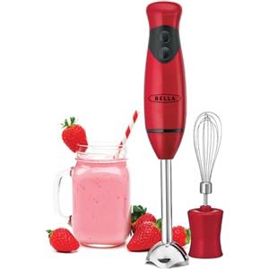 bella Frullatore a Immersione, Mixer Portatile Compatto con Accessorio Frusta per Succhi, Frullati, Cibo per Bambini e Smoothie, Senza BPA, Acciaio Inossidabile, Rosso