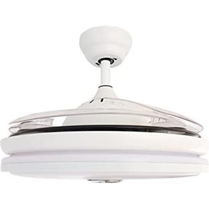 Bastilipo Estoril - Ventilatore da soffitto con Luce Telecomando, 3 Colori LED-Audio Bluetooth-Gama Luxury, Bianco, Diametro Totale 106 cm
