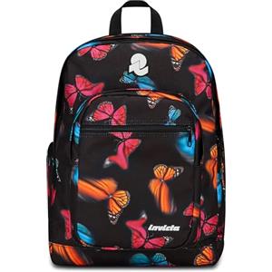 Invicta Jelek Zaino Scuola Media Ragazza, Scuola Elementare, Scomparto PC, Tasca Borraccia, nero farfalle