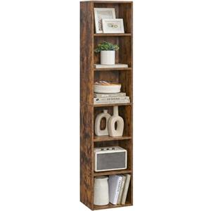 VASAGLE Scaffale a 6 Ripiani, Libreria, Scaffalatura Portaoggetti, Organizzatore con Scomparti, Ripiani Aperti e Regolabili, per Soggiorno, Ufficio, Camera da Letto, Marrone Vintage LBC411KD01