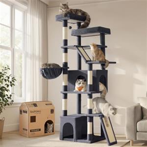 Feandrea Albero per Gatti XL, Tiragraffi per Più Gatti, 55 x 45 x 184,5 cm