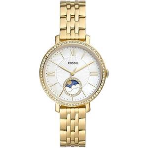 Fossil Orologio Jacqueline da donna, Movimento al quarzo a tre lancette con fasi lunari e cinturino in acciaio inossidabile, Oro Seppia
