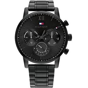 Tommy Hilfiger Orologio Analogico Multifunzione al Quarzo da Uomo con Cinturino in Acciaio Inossidabile Nero - 1791879