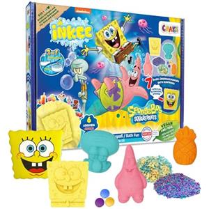 INKEE Confezione regalo INKEE SPONGE BOB - set da bagno - 7 additivi da bagno per bambini, palline da bagno SpongeBob e sali da bagno per bambini con olio di avocado + accessorio