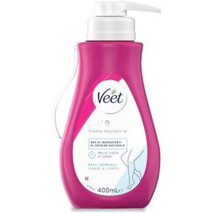 Veet Pure Crema Depilatoria Gambe & Corpo per Pelli Sensibili, Dermatologicamente Testata, Formato Convenienza 400 ml