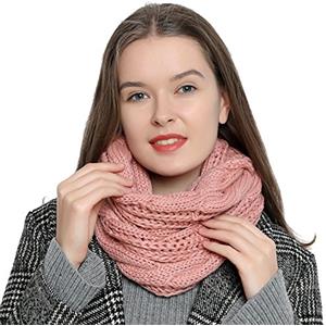 DonDon Sciarpa Donna Invernale Tubo di Lana Inverno Loop Tube - Rosa