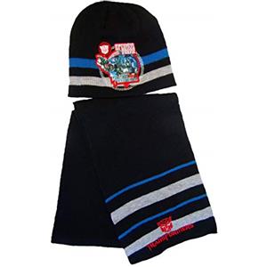 Transformers Hasbro Transformer cappello invernale e sciarpa per bambini e ragazzi in diverse taglie (nero, 5)