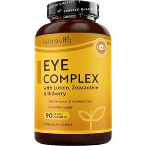 Nutravita Integratore di Luteina per Occhi - 90 Capsule Vegane - Luteina e Zeaxantina, Estratto di Mirtillo Nero, Vitamina A, B12 e Zinco - Vitamine per Occhi per Normale Capacità Visiva