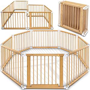 KIDUKU® XXL Box per Bambini Barriera di sicurezza di 7,2 metri, pieghevole e porta inclusa, composto da 8 Elementi, formabile individualmente recinto di sicurezza (Bianco)