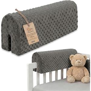 Totsy Baby Paracolpi lettino neonato antisoffoco 70 cm - Protezione schiuma per lettino fasciatoio e culla per i bordi del letto o della culla per bambini da 1 a 3 anni Oeko-Tex Grigio