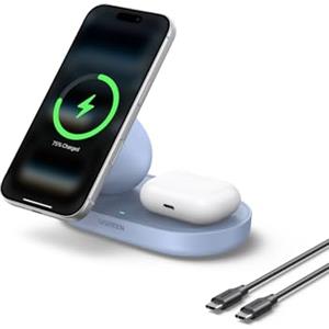 UGREEN Zapix 2 in 1 Caricatore Wireless iPhone Magsafe Qi2 15W (Blu)