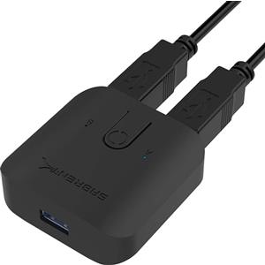 SABRENT Switch USB, Sdoppiatore, 3.2 Gen 1 Switch KVM, 1 ingresso 2 uscite, per più computer, chiavetta, mouse, tastiera, scanner, stampante e hard drive (USB-SW30)