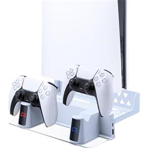 Mcbazel PS5 Pro Supporto Montaggio a Parete con Luce RGB Supporto per Stazione di Caricatore a Doppio Controller Montato a Parete LED Supporto Porta Playstation 5/PS5 Pro/PS5 Slim Digital/Disc Console