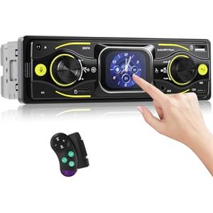 CAMECHO 1 Din SCHERMO TATTILE DA 2,17" Time Display Bluetooth Autoradio Digital Media Player FM/AM Radio Car MP3 Player USB Charging/AUX Input/U Disk Playback + Comandi al volante