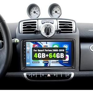 SIXWIN 4+64G Android 15 Autoradio per Mercedes Benz Smart Fortwo 451 2005-2010 con CarPlay/Android/Mirror Link,9" HD TouchScreen Schermo con Navigatore WiFi Bluetooth 5.0 RDS FM Comandi al Volante
