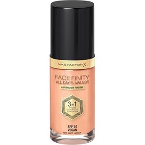 Max Factor Fondotinta Facefinity All Day Flawless - Correttore, Fondotinta liquido e primer viso 3-in-1, Formula vegan, Copertura modulabile, Tenuta fino a 30 ore, SPF20 - N77 Soft Honey, 30 ml