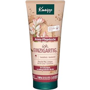 Kneipp Doccia per la cura dell'aroma Ich. Unico. - Gel doccia con estratti naturali in legno di sandalo e cardamomo, per una doccia di lusso, formula senza microplastica, 200 ml