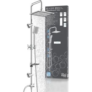 EISL DX12007 Easy Cool, set doccia senza rubinetto, doccia con grande soffione e doccetta, doccia a pioggia con supporto a parete, cromo